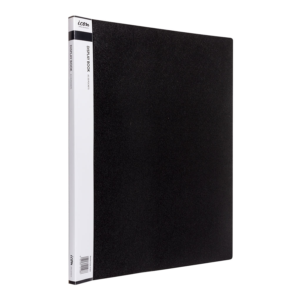 Icon Display Book A3 with Insert Spine 20 Pocket Black