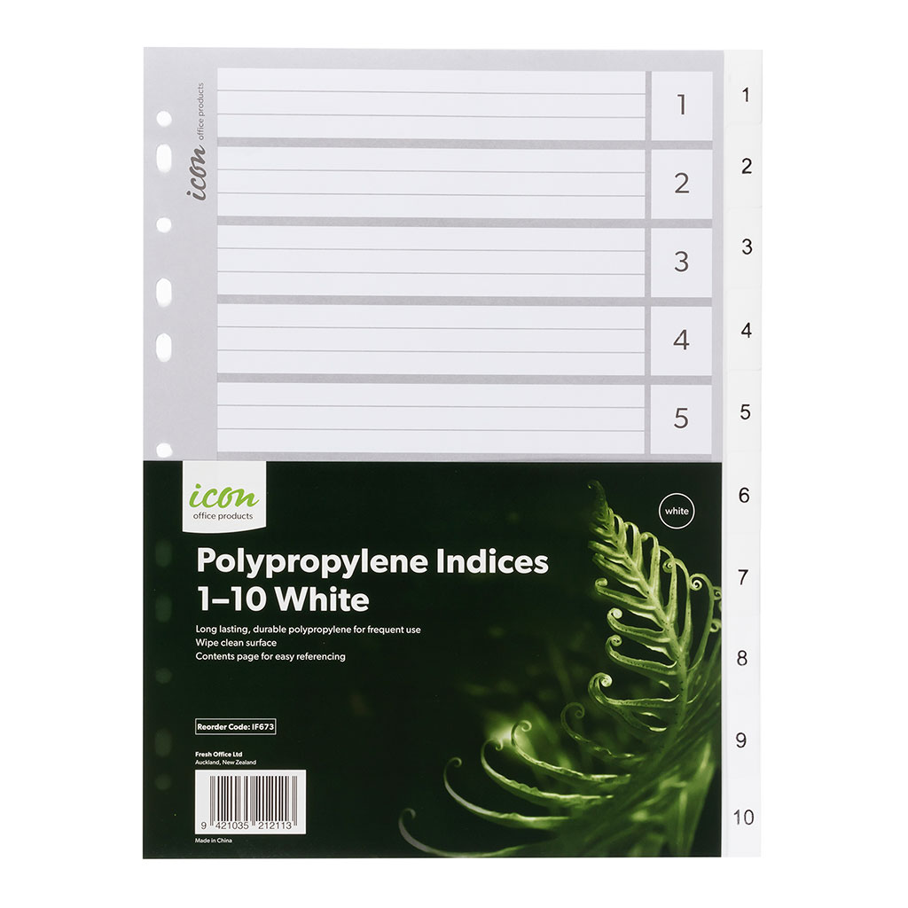 Icon PP Indices 1-10 White