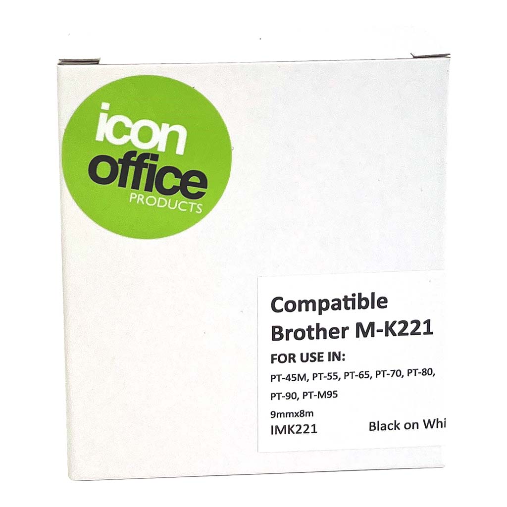 Icon Compatible Brother MK Tape 9mm Black on White