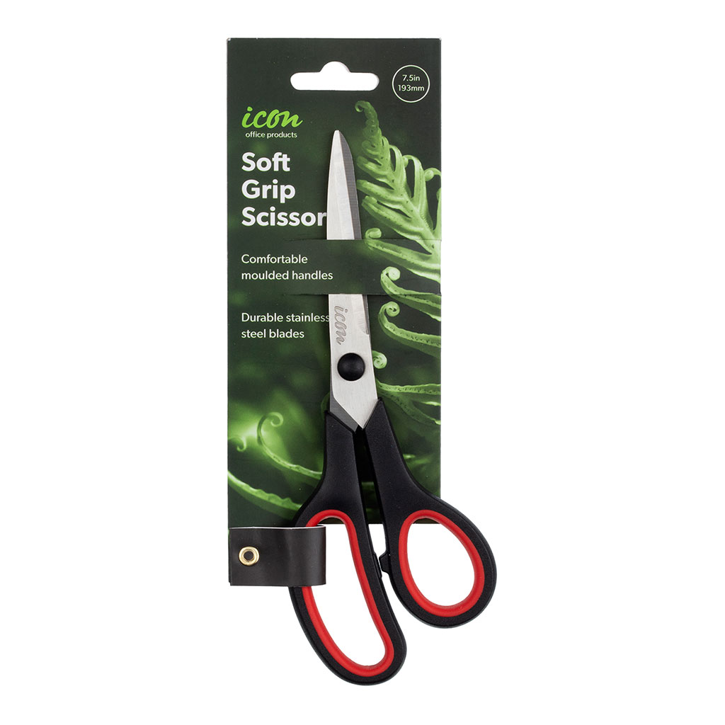 Icon Scissor Soft Grip 7.5 Inch Black Handle