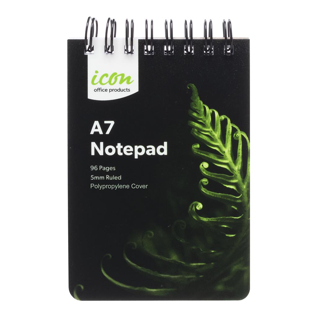 Icon Spiral Notepad A7 PP Cover Black 96 pg