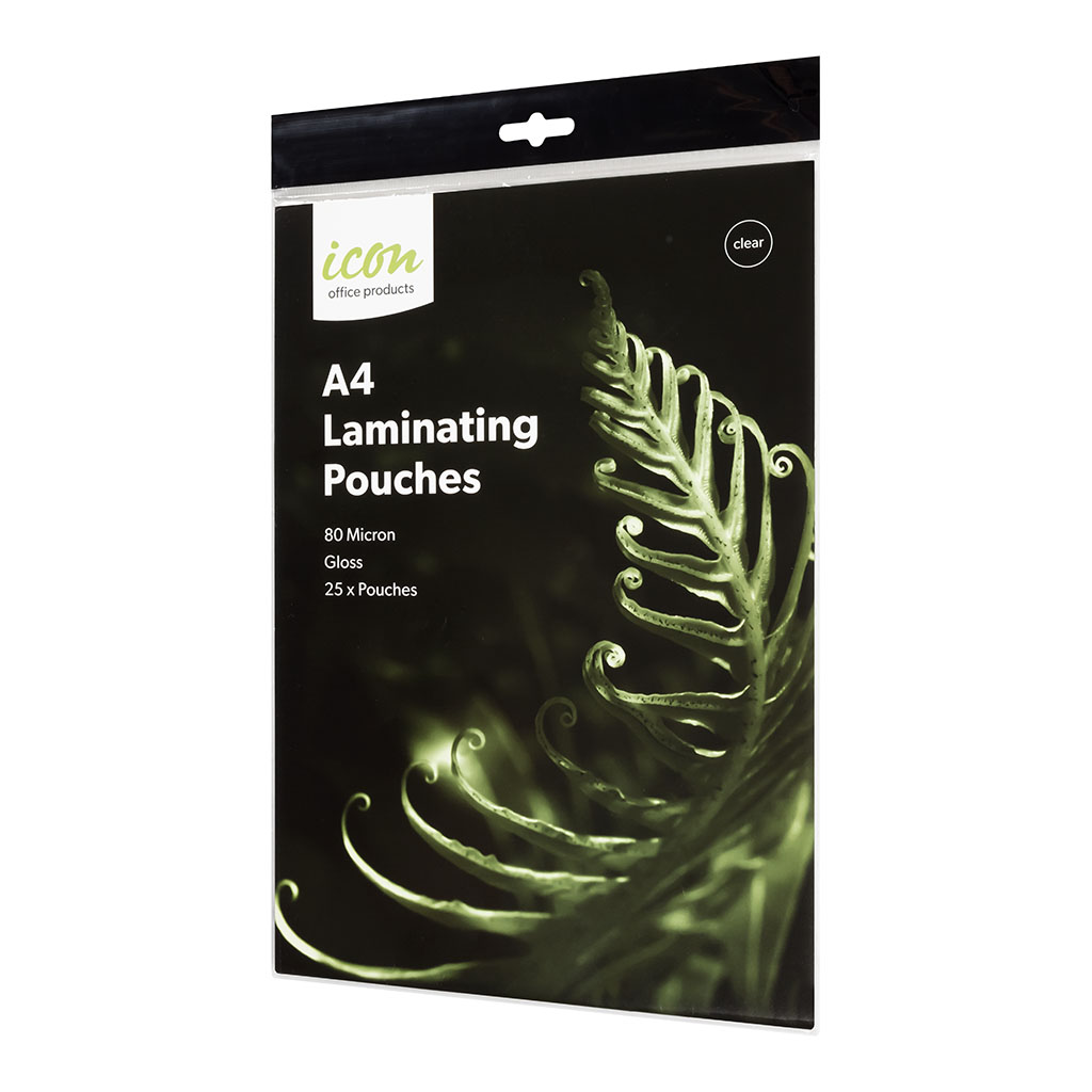 (image for) Icon Laminating Pouches A4 Gloss 80mic, Pack of 25