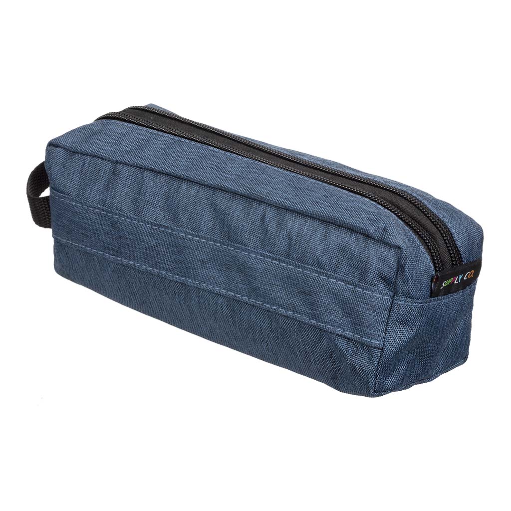 (image for) Supply Co Pencil Case Barrel 2 Zip Dark Blue 22x8x8cm