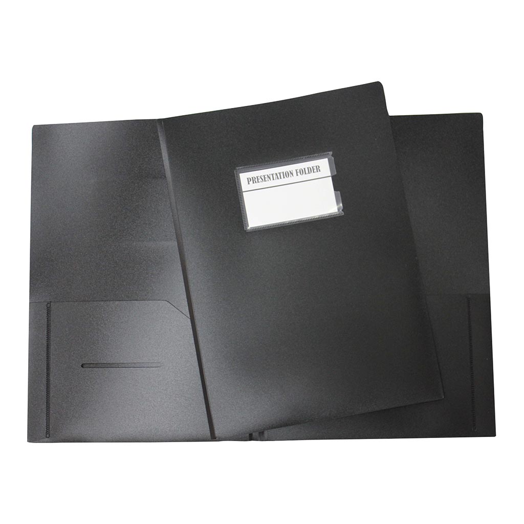 OSC Presentation Folder A4 with Name Holder Black