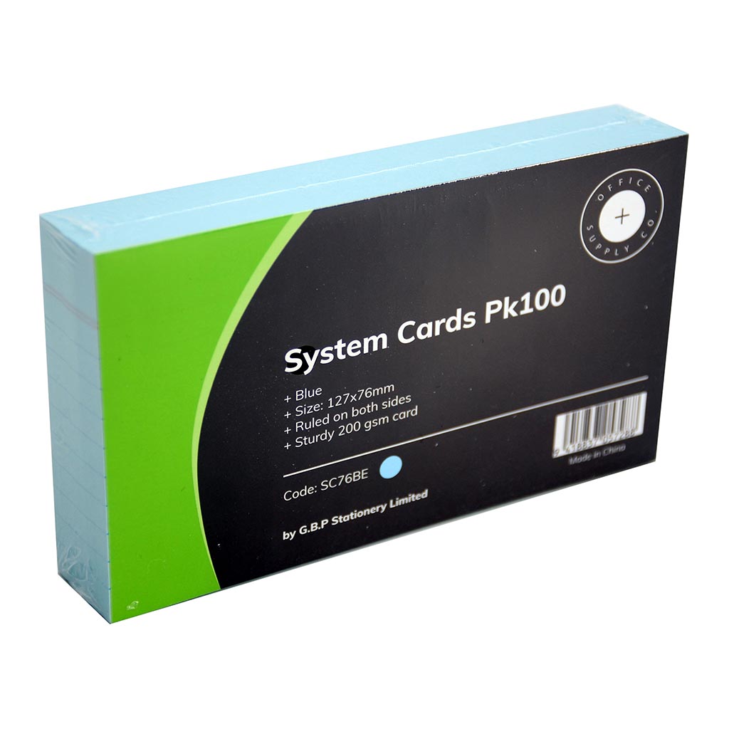 (image for) OSC System Cards 76x127mm Blue, Pack of 100