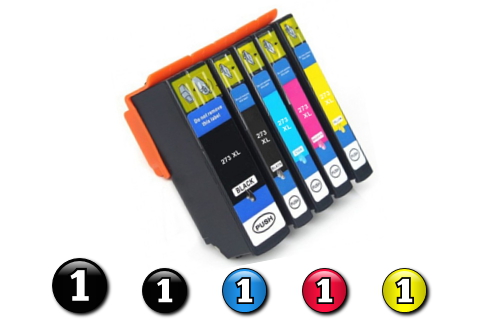 5 Pack Combo Compatible Epson 273XL (1BK/1PBK/1C/1M/1Y) ink cartridges